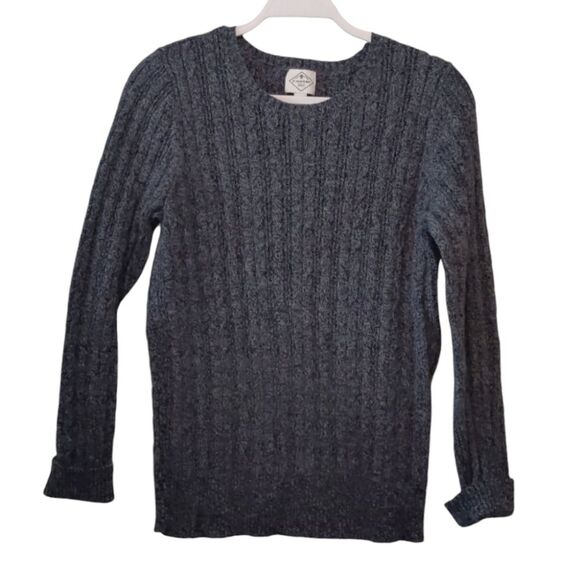 Fitted Long sleeve Sweater Hesther Grey Black Ribbed Preppy Academia Sz L - Picture 1 of 5